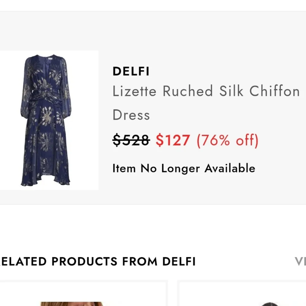 *SOLD* NWT ANTHRO | $528 Delfi Lizette Ruched Silk Chiffon Dress - Picture 7 of 7